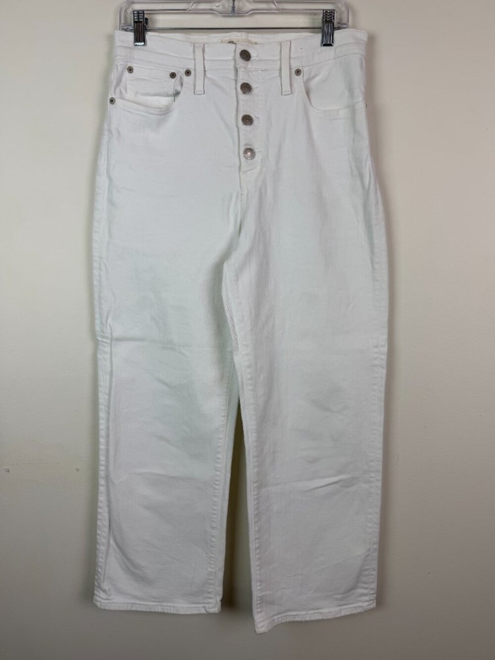 Madewell Slim Wide-Leg Crop Jeans in Pure White: Button-Front Edition Size 29 - Picture 5 of 15
